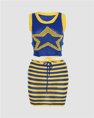 Shining Star Crochet Skirt Coord Set
