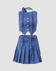 Soul Keeper Halter Top and Skirt Denim Coord