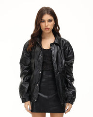 Traveler's Stamp Biker Pleather Jacket