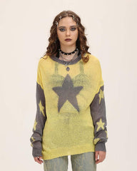 Lenticular Contrasting Knit Sweater