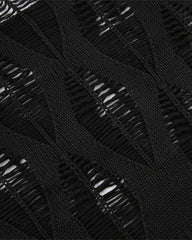 Webbed Ribcage Eyelet Cropped Sweater