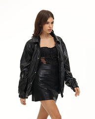Traveler's Stamp Biker Pleather Jacket