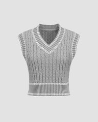 Asham Piping Ribbed Sweater Vest