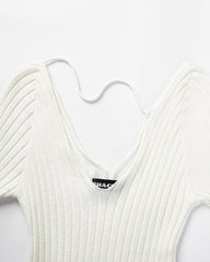 Pearly Expanse Ribbed Asymmetric Top