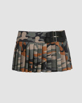 Camouflaged Pleated Mini Skirt
