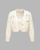 Courtesan Floral Crop Cardigan and Cami Top