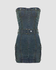 Remember Denim Tube Mini Dress