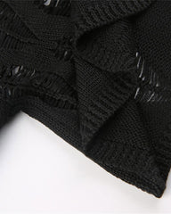 Webbed Ribcage Eyelet Cropped Sweater