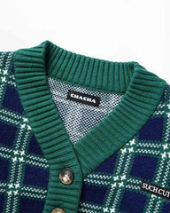 Delphinium Plaid Cropped Cardigan