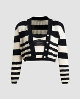 Alabastar Stripe Knit Cardigan and Tank Top