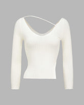 Pearly Expanse Ribbed Asymmetric Top
