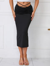 Solid Criss Cross Tie Back Skirt