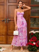 Tie Dye Ruched Bust Mesh Cami Dress