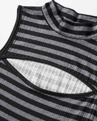 Ichor Striped Cut Out Top with Sleeves