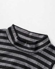 Ichor Striped Cut Out Top with Sleeves