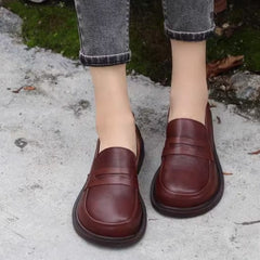 Handmade Loafers Big Toe Comfortable Soft Leather Shoes