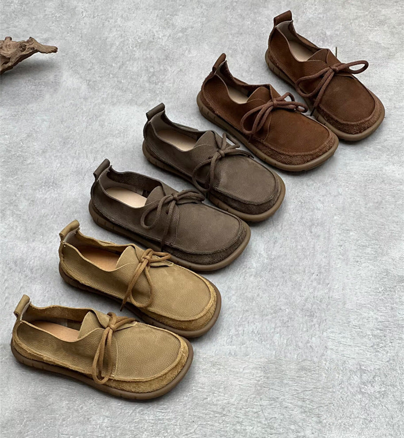 Retro Leather Flat Soft Casual Shoes