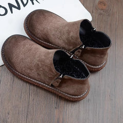 Retro Suede Round Head Zip Comfortable Boots