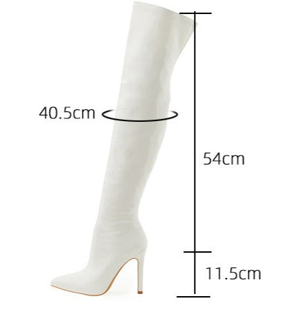 Women's Over The Knee Boots Stiletto High Heels Pointed Toe Side Zip Shoes