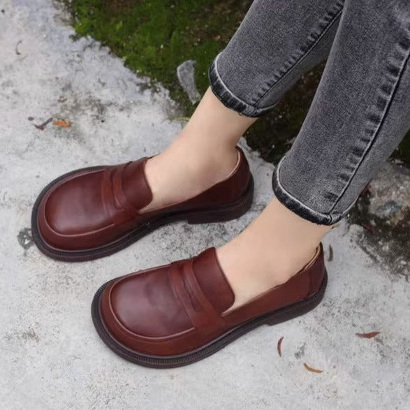 Handmade Loafers Big Toe Comfortable Soft Leather Shoes