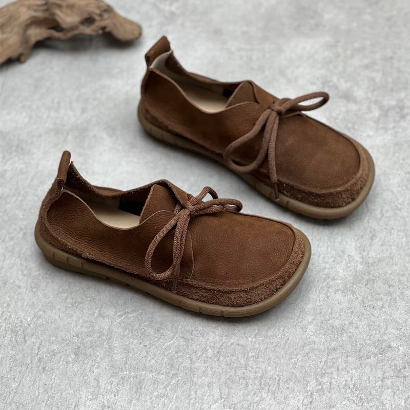 Retro Leather Flat Soft Casual Shoes