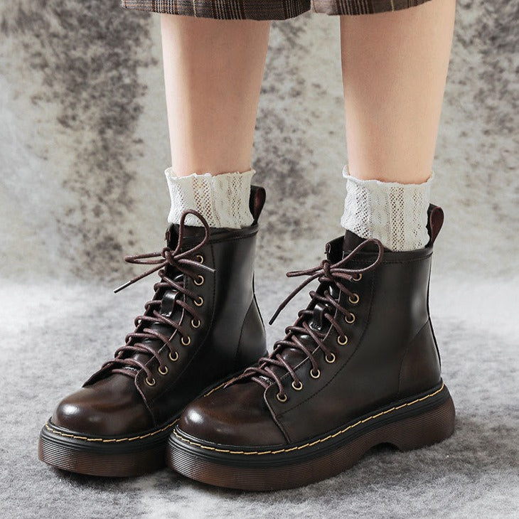 Combat Boots Platform Leather Martin Boots