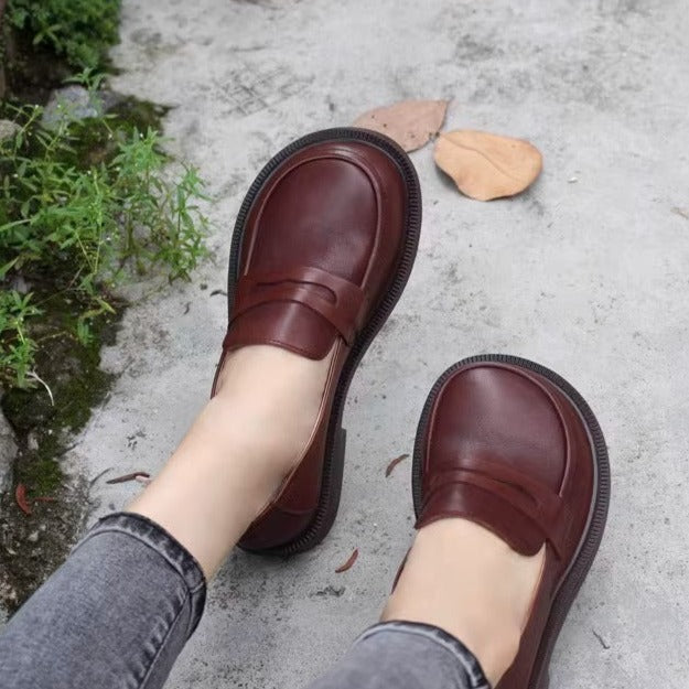 Handmade Loafers Big Toe Comfortable Soft Leather Shoes