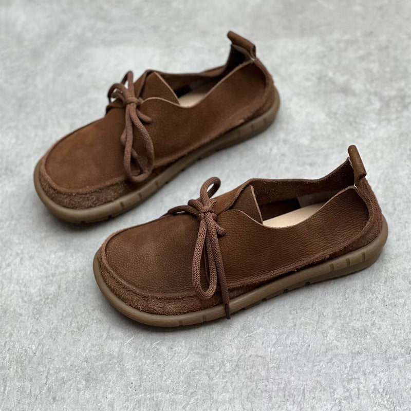 Retro Leather Flat Soft Casual Shoes