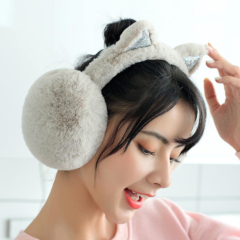 Cute Kawaii Sequin Cat Ears Earmuffs Gifts