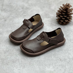 Handmade Leather Buckle Flatform Shoes