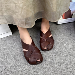 Summer Retro Hollow Out Leather Shoes