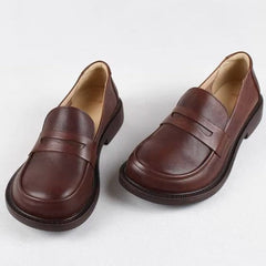 Handmade Loafers Big Toe Comfortable Soft Leather Shoes