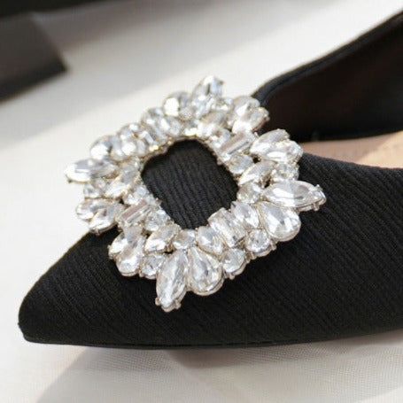 Rhinestone Decor Point Toe Shoes