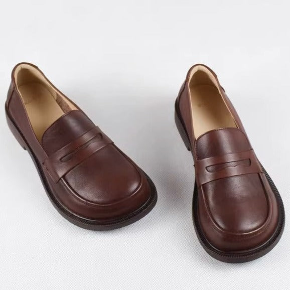 Handmade Loafers Big Toe Comfortable Soft Leather Shoes