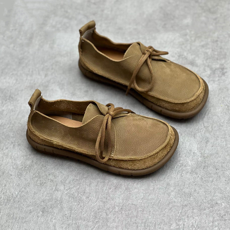 Retro Leather Flat Soft Casual Shoes