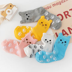 5 Pairs Cute Pussycat Footprint Animal Socks for Women, Funny Cat Socks