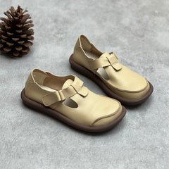 Handmade Leather Buckle Flatform Shoes