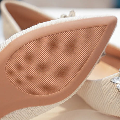 Rhinestone Decor Point Toe Shoes