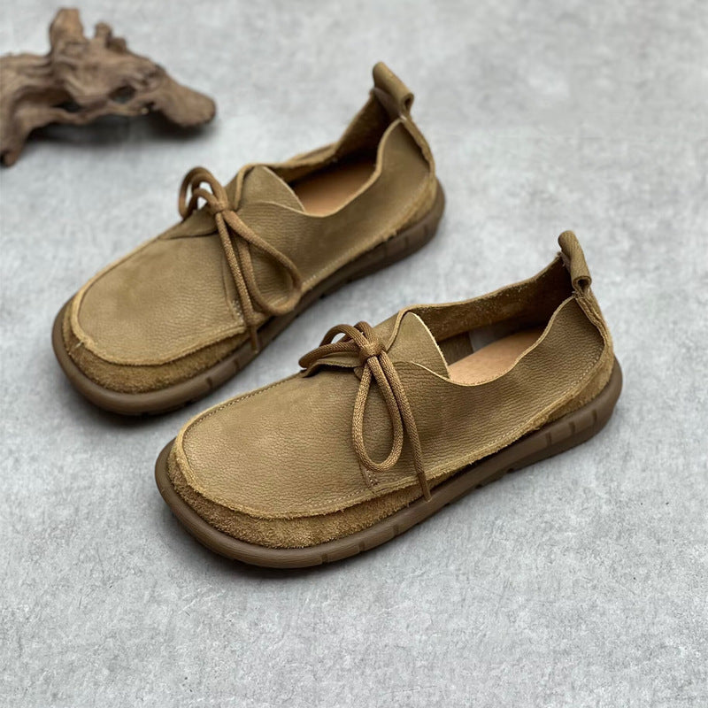 Retro Leather Flat Soft Casual Shoes
