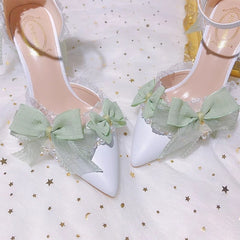 Lily of the valley Elegant Elf Fairy Princess Wedding High Heels - Green