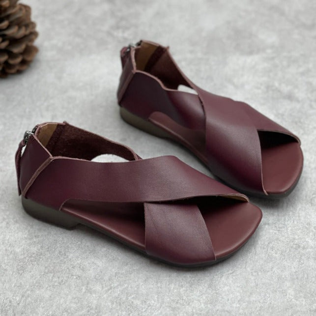 Summer Handmade Leather Cross-Strap Sandals for Shoes