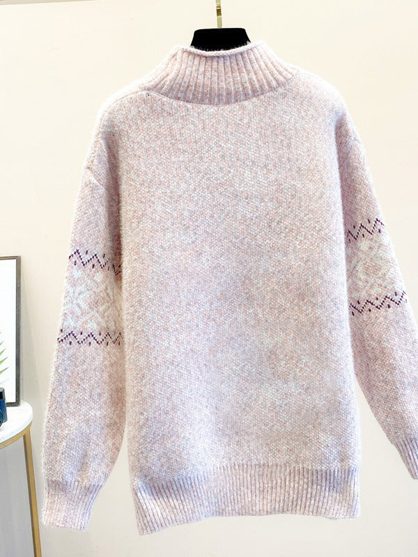 Christmas Snowflake  Half Turtleneck Sweater