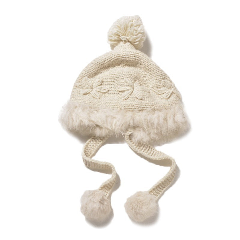 Cute Rabbit Fur Hat Plush Knit Hat