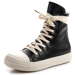 High Top Canvas Sneakers Lace Up Walking Shoes with Zipper