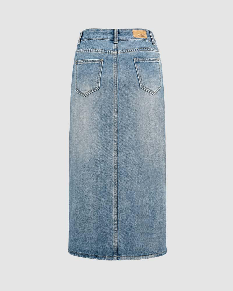 Oriel Split Denim Skirt