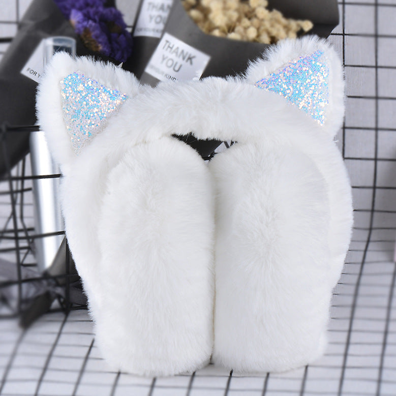 Cute Kawaii Sequin Cat Ears Earmuffs Gifts