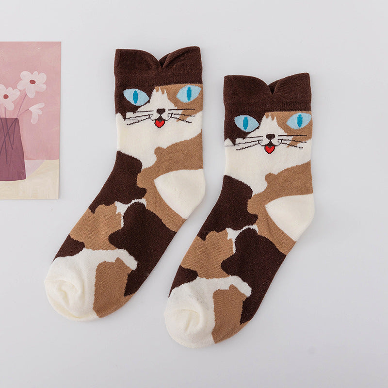 4 Pairs Cute Animal Socks for Women, Funny Cat Socks