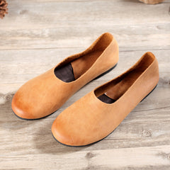Handmade Soft Shoes Flat Shoes Retro Leather Shoes