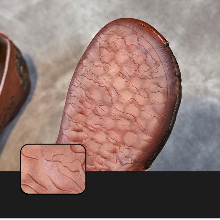 Retro Hollow Soft Leather Flat Shoes
