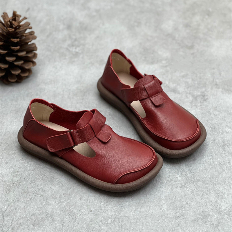 Handmade Leather Buckle Flatform Shoes